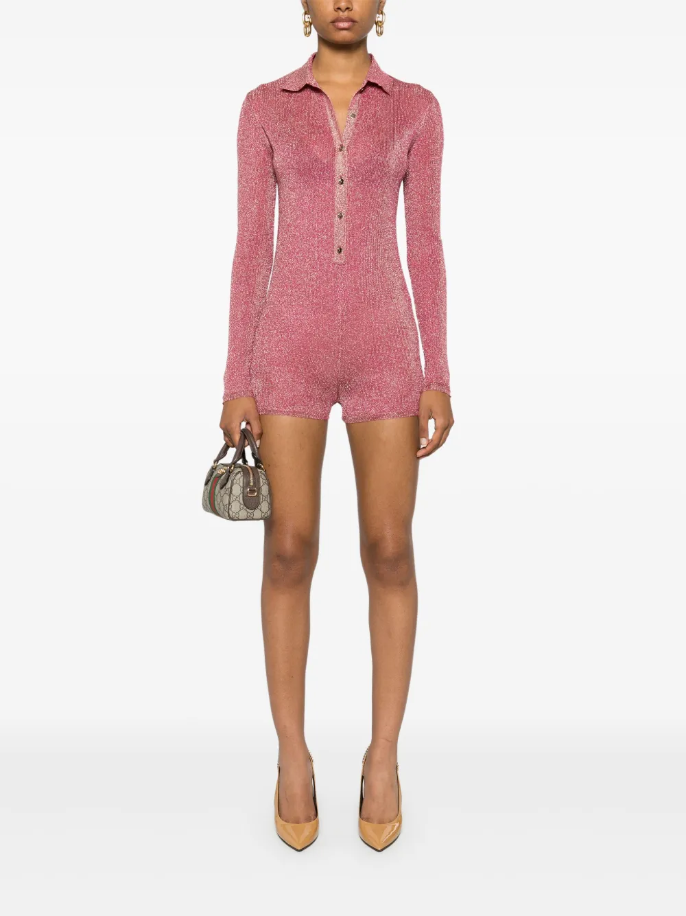 Blumarine Lurex gebreide jumpsuit - Roze