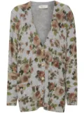 Blumarine rose-print cardigan - Grey