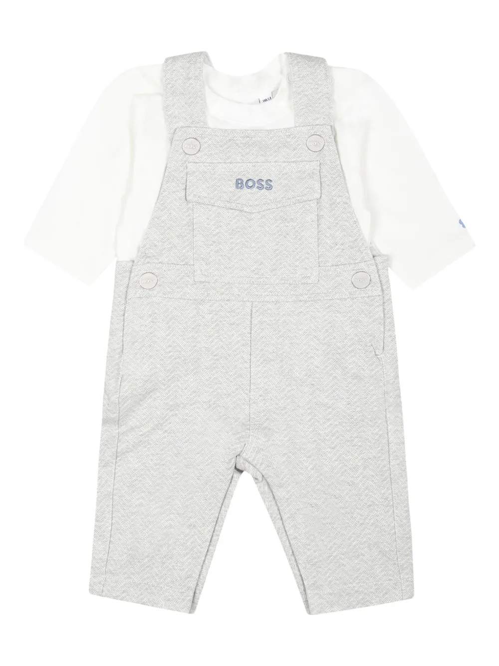 BOSS Kidswear Tuinbroek met logo-reliëf Grijs