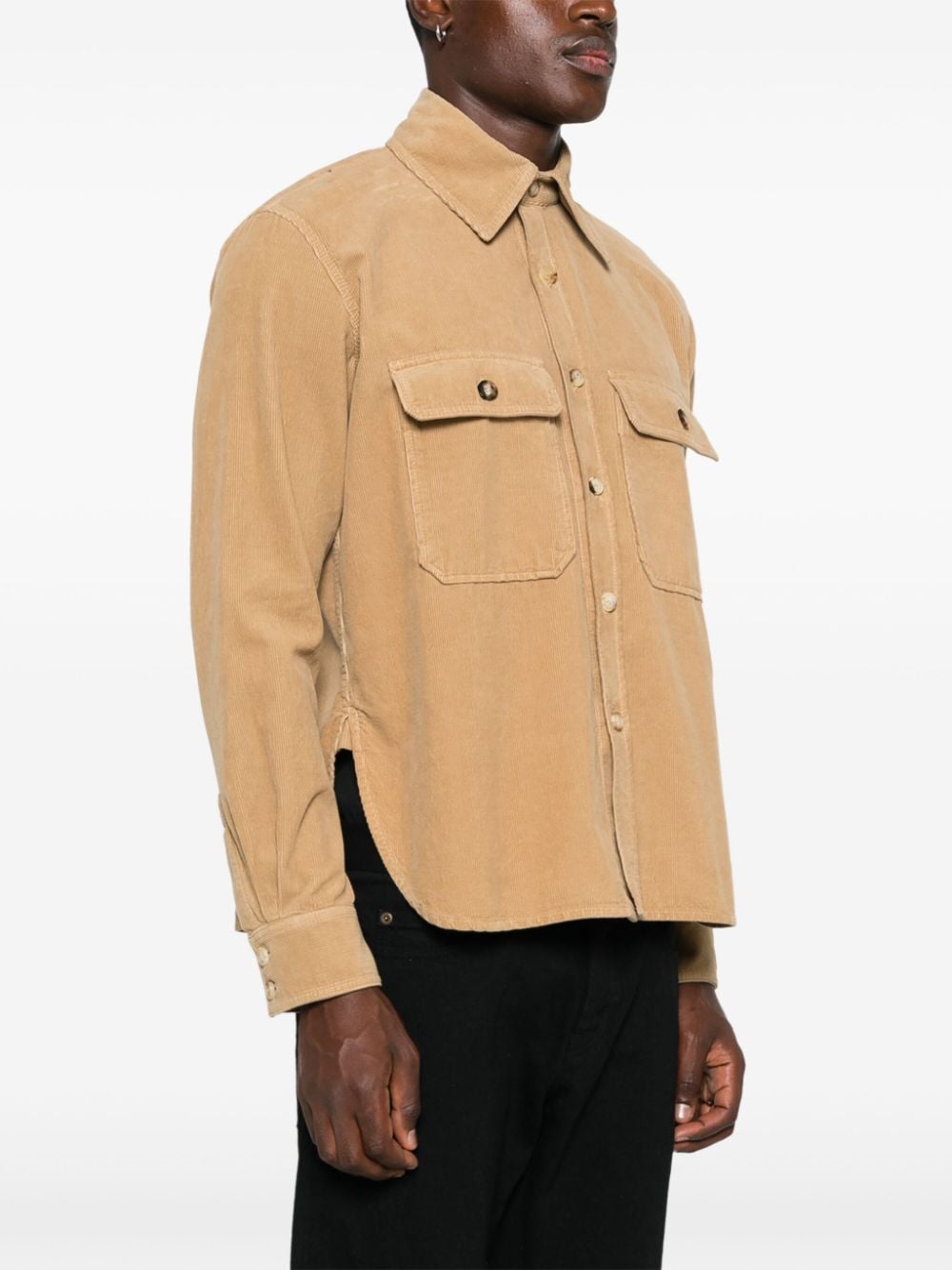 Shop Saint Laurent Corduroy Shirt In Neutrals