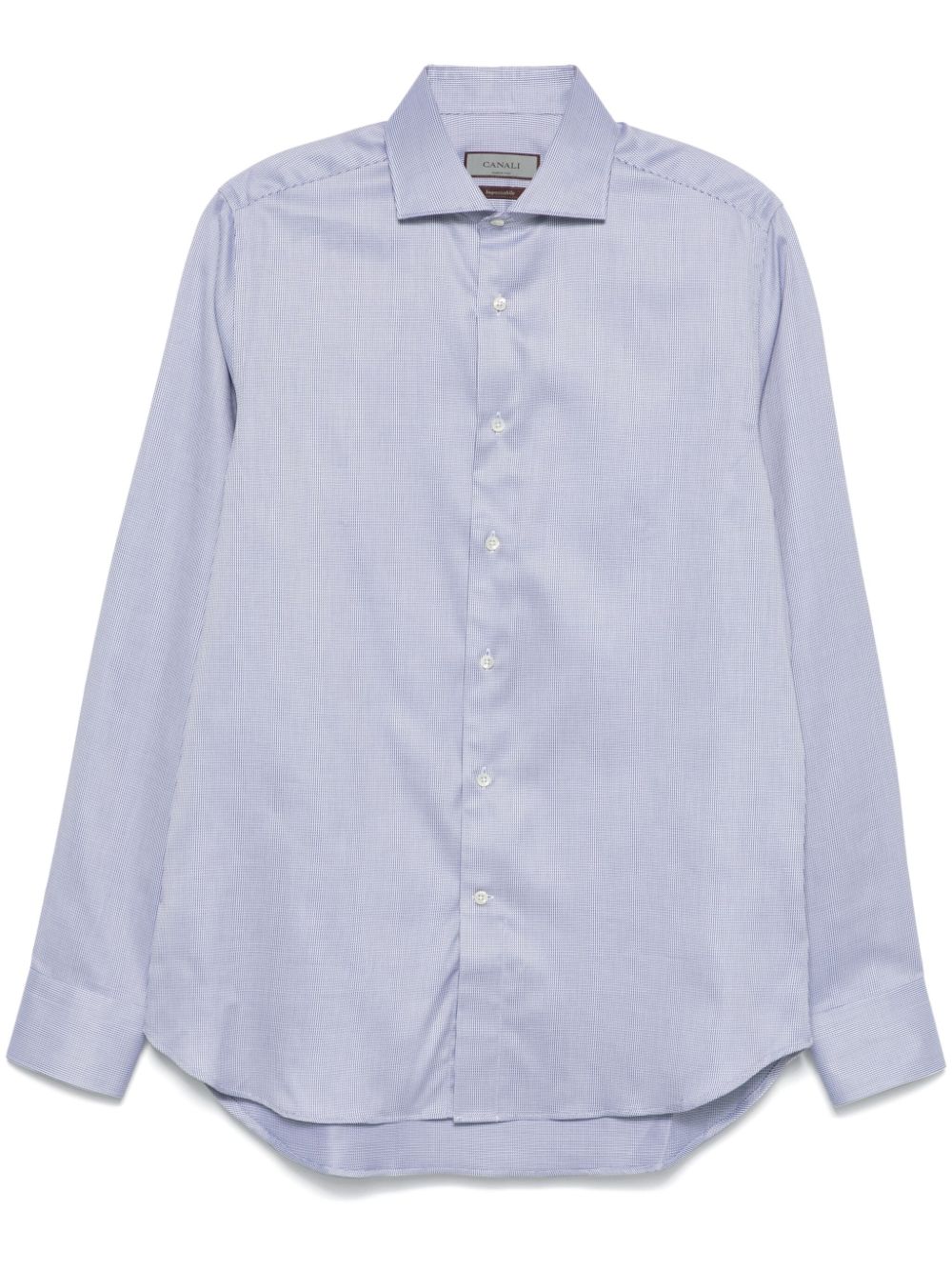 Shop Canali Micro-textured Cotton Shirt In Blue