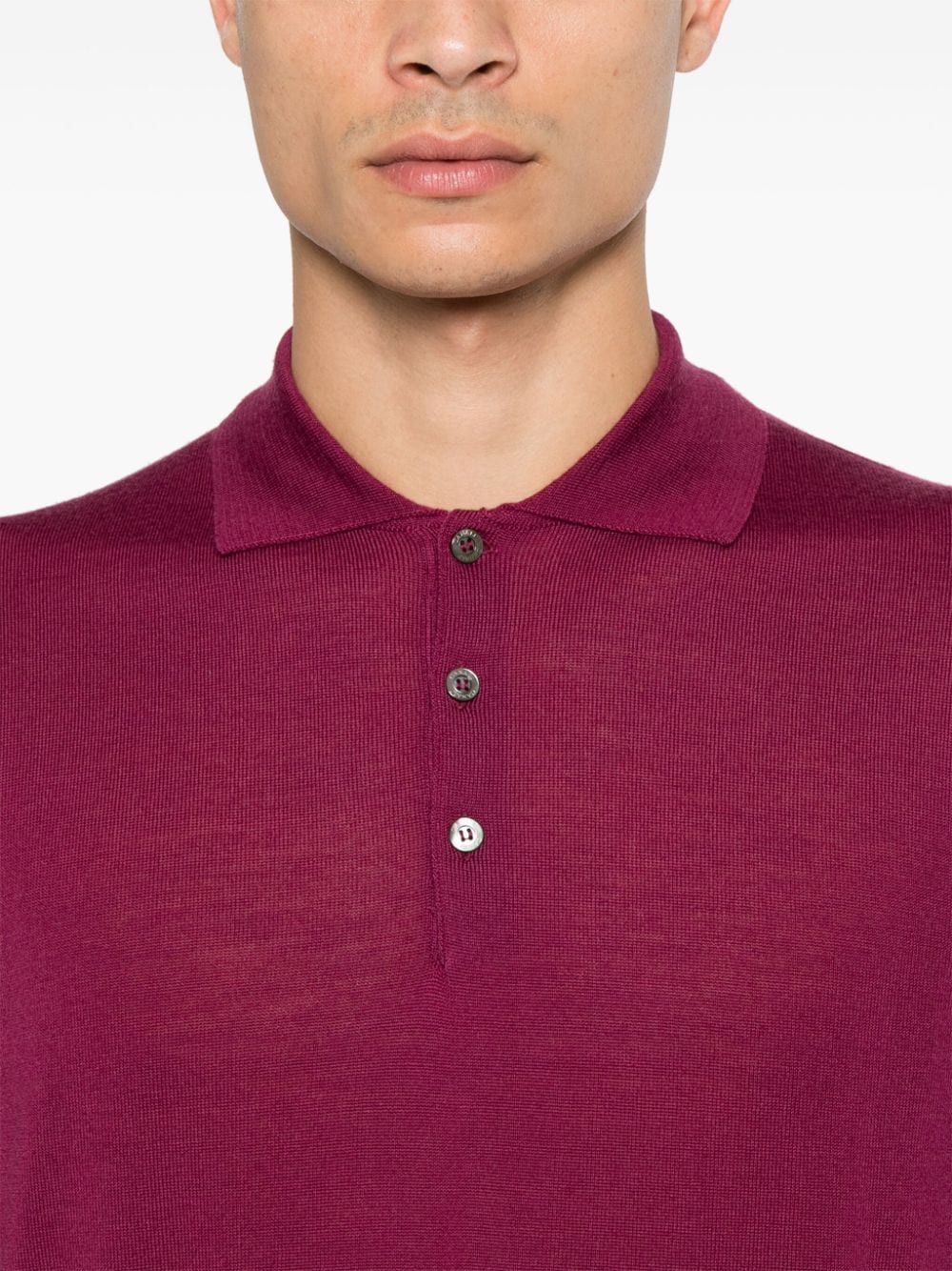 Shop Canali Merino Wool Polo Top In Pink