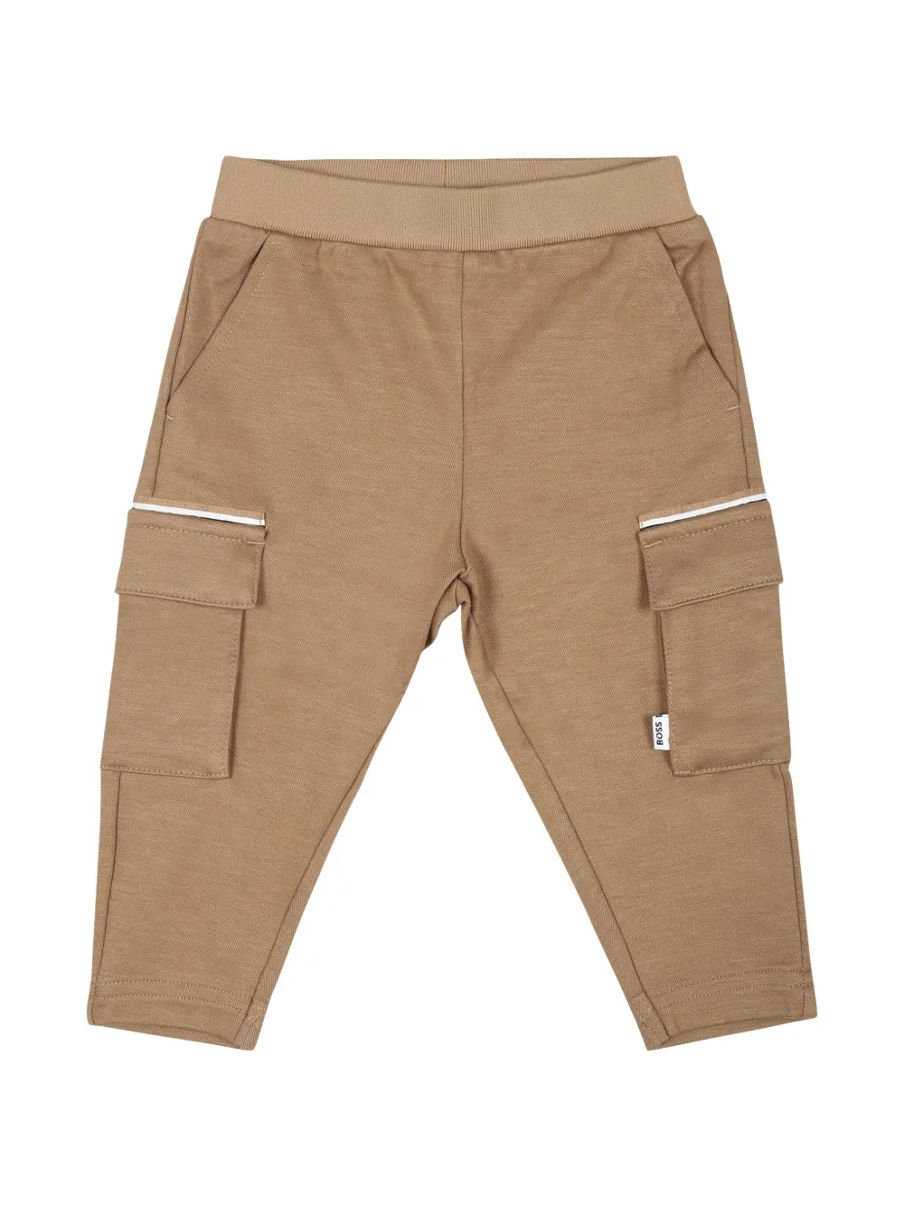 BOSS Kidswear Broek met geribbelde tailleband Beige