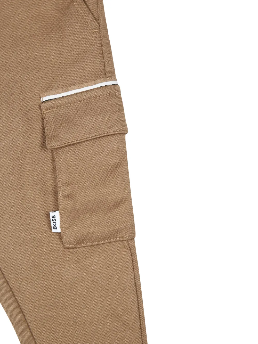 BOSS Kidswear Broek met geribbelde tailleband Beige