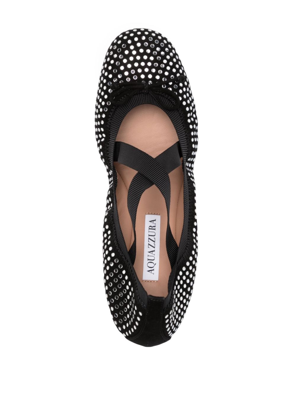 Aquazzura Strass mesh ballerina's Zwart