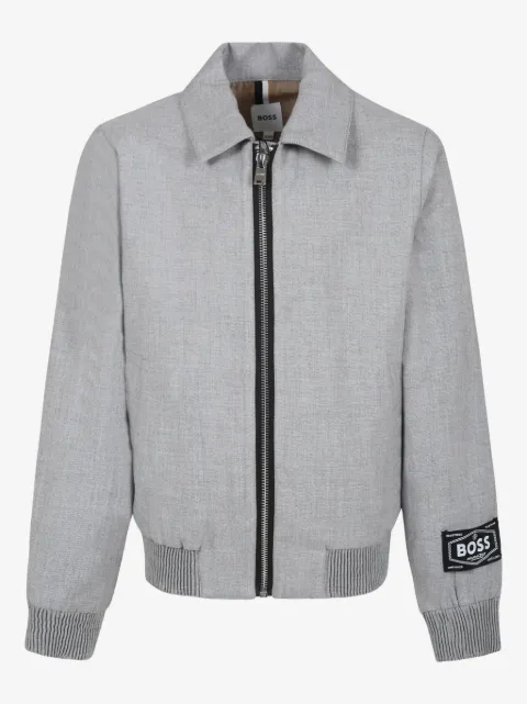 BOSS Kidswear chamarra bomber con parche del logo