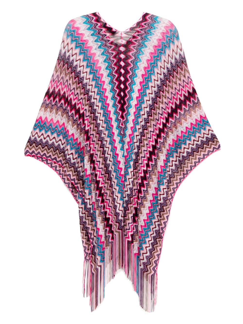 Missoni Poncho met zigzag-patroon - Roze