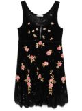 Blumarine embroidery tulle mini dress - Black