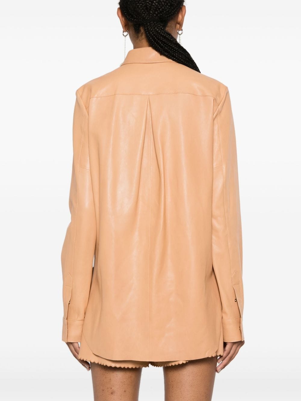 Shop Blumarine Leather Shirt In Neutrals