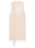 Blumarine bead-embellished georgette mini dress - Neutrals