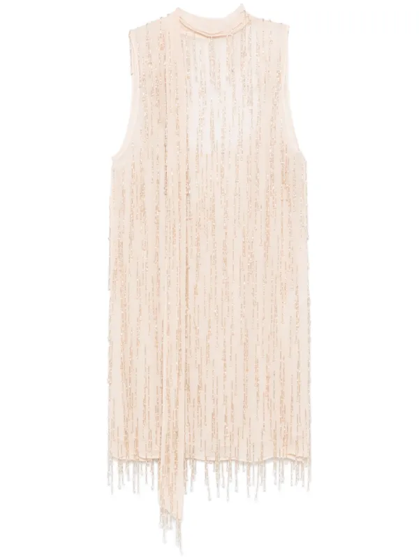 ワンピースその他 BLUMARINE GEORGETTE SLEEVELESS DRESS WITH BEAD FRINGING 24977545_55235398_600.jpg
