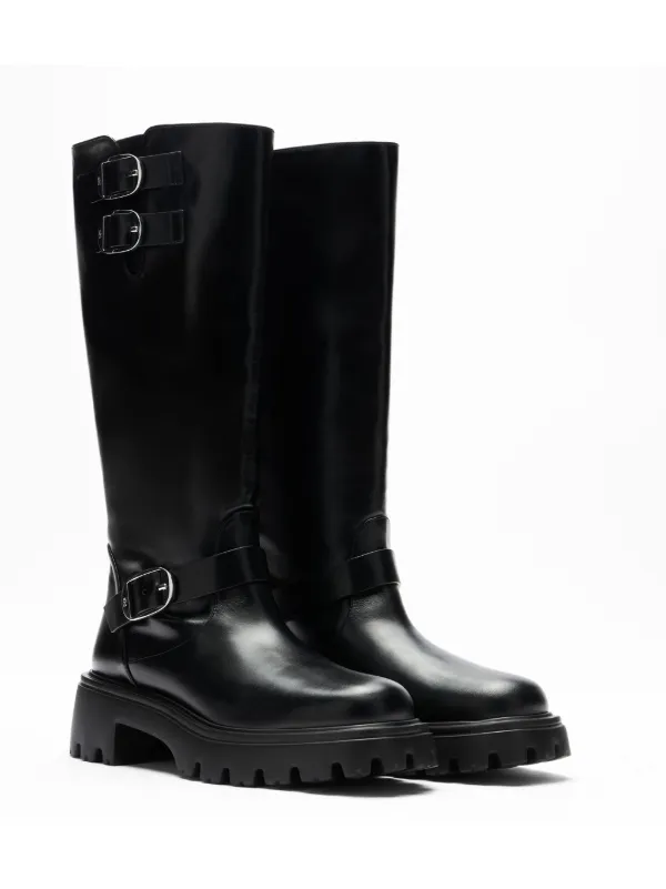 ロングブーツ Stuart Weitzman EMERSON MOTO - Leather boot (SJ346 BLK) Emerson Moto Tall Boot | Stuart Weitzman