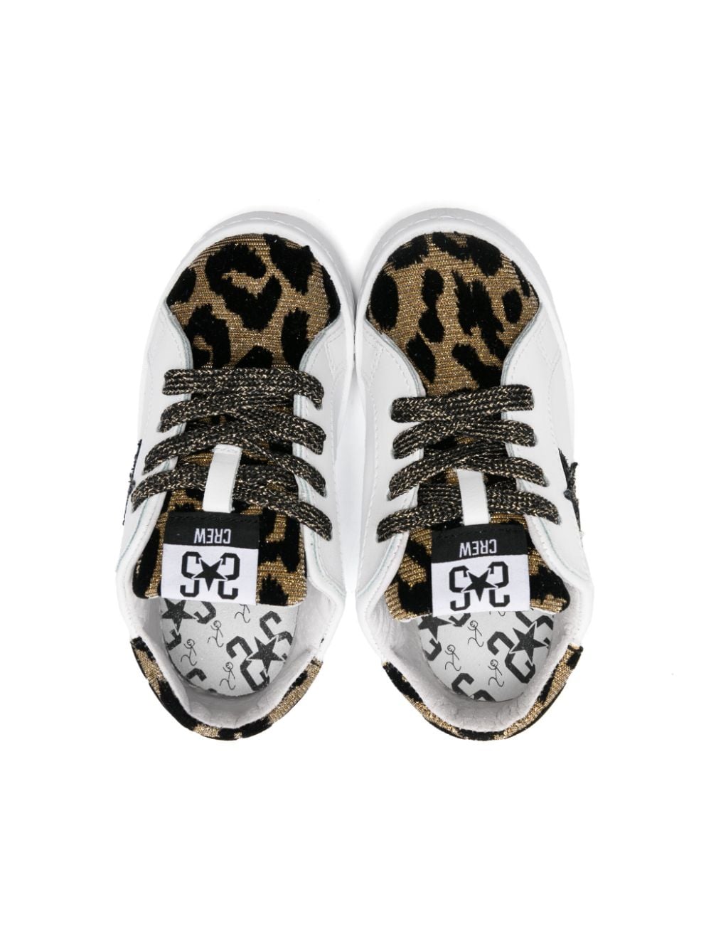 2 Star Kids flocked-leopard sneakers White