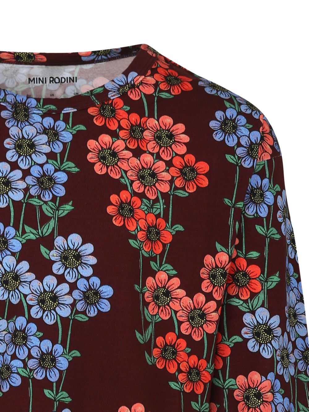 Mini Rodini T-shirt met lange mouwen en bloemenprint Bruin