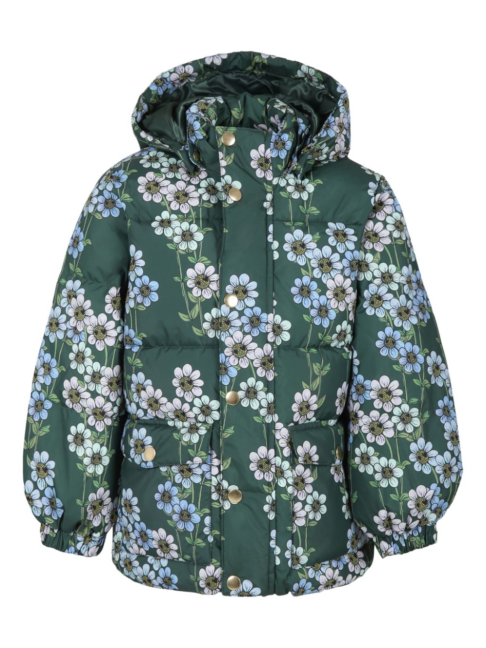 Mini Rodini floral-print puffer jacket - Green