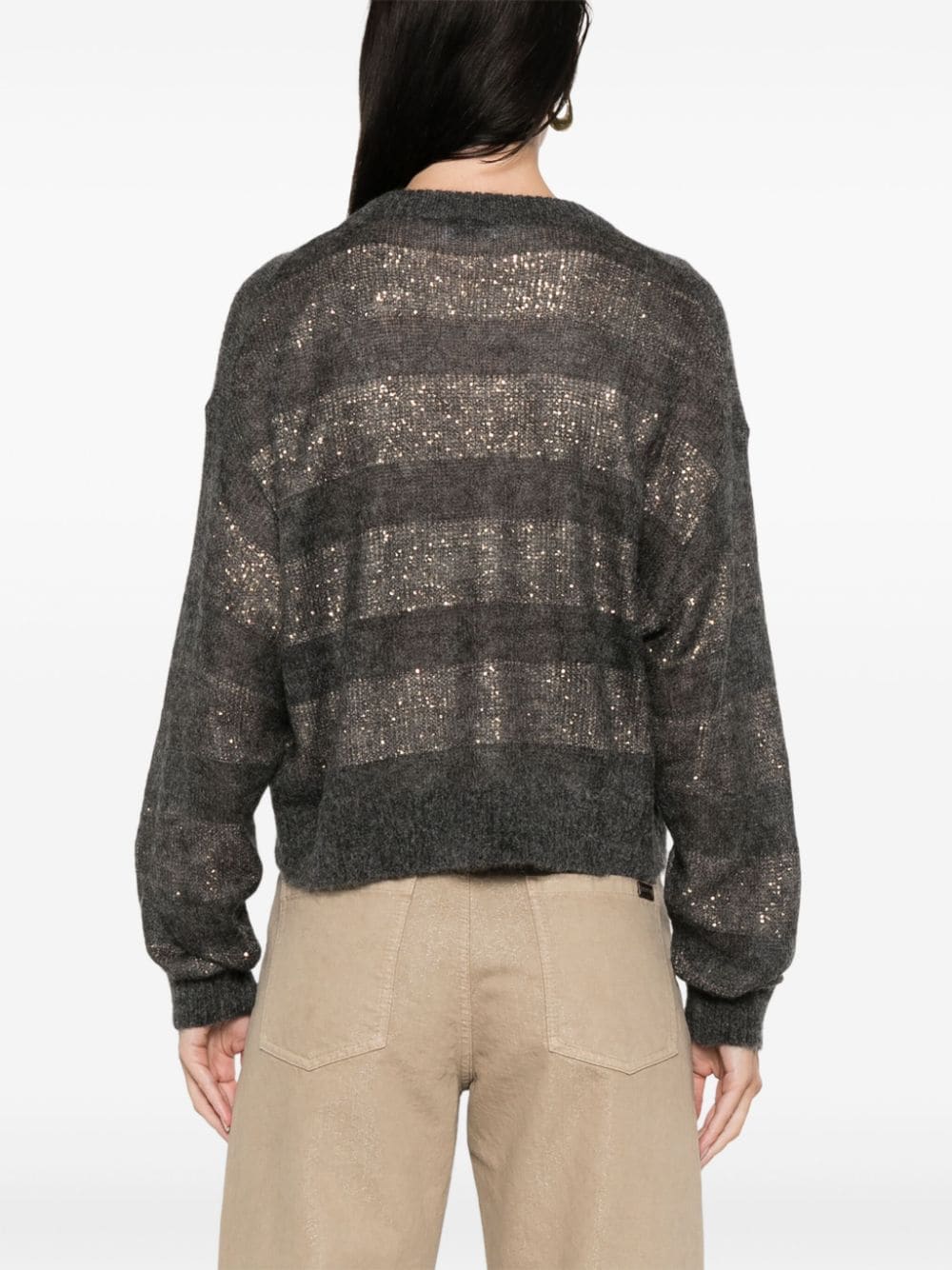 Shop Brunello Cucinelli Sequin-detailed Sweater In Grey