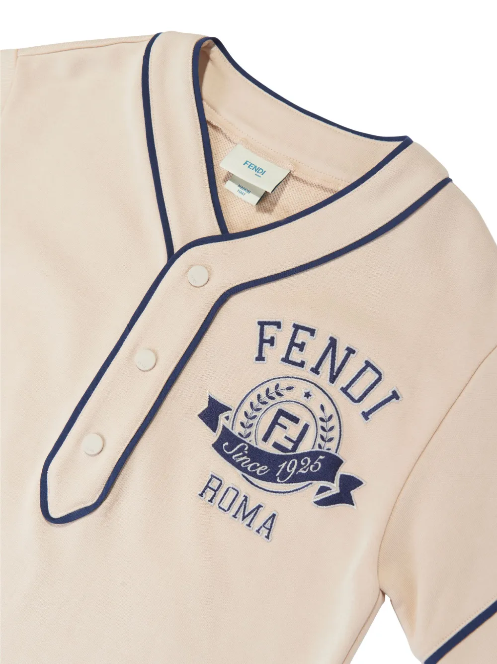 Fendi Kids T-shirt met geborduurd logo Beige
