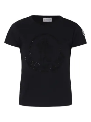 Moncler Enfant Logo Print Cotton T-shirt | Black | FARFETCH