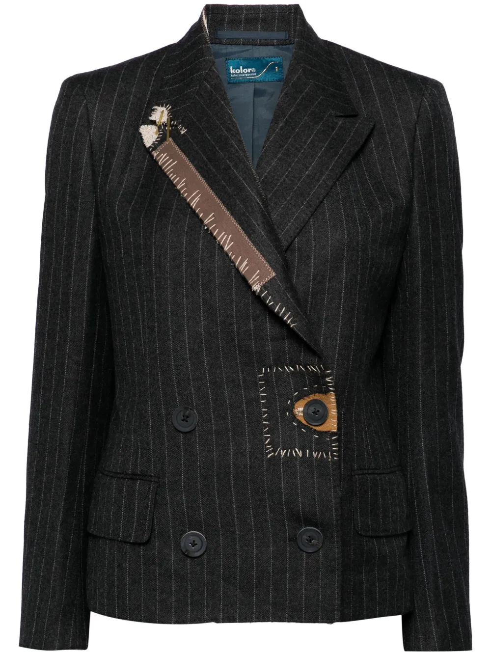 Kolor Blazer met stikseldetail en krijtstreep Grijs