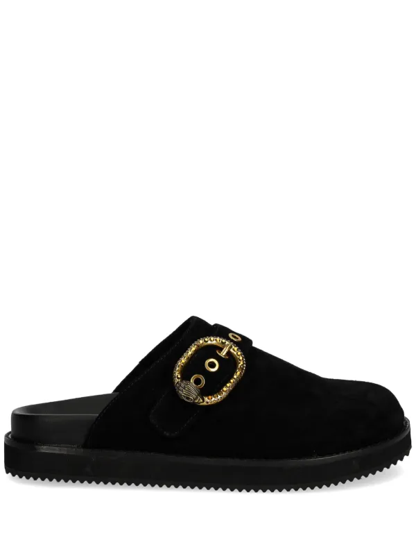 Kurt Geiger London Buckled Suede Mules Black FARFETCH