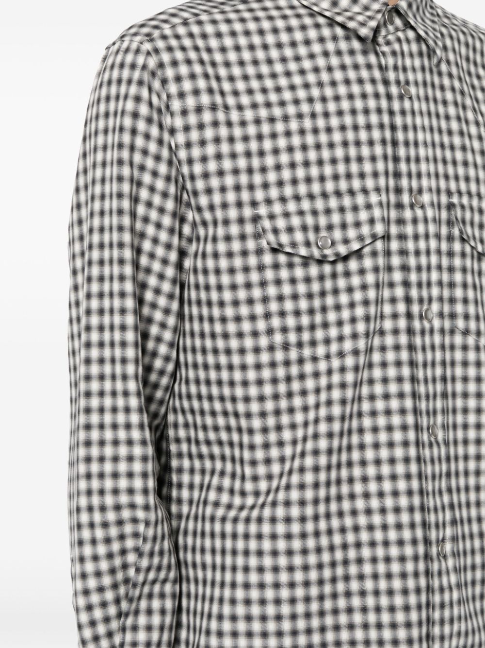 Shop Tom Ford Western Check Shirt In Black