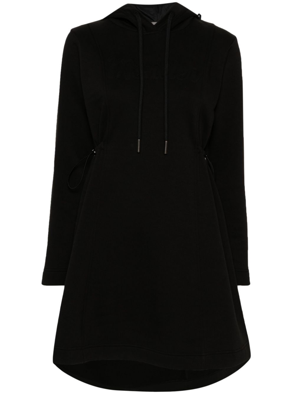 Shop Moncler Hooded Mini Dress In Black