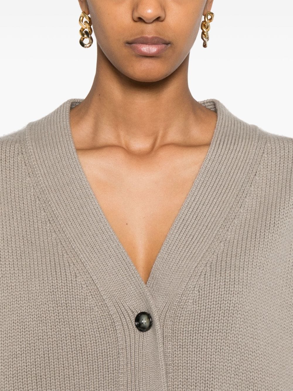 Shop Allude V-neck Cardigan In Neutrals