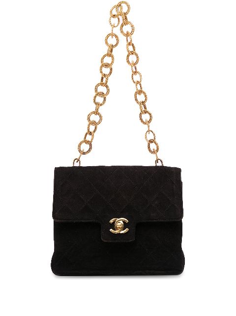 HOT SALE CHANEL 1989-1991 CC Quilted Suede Chain Flap shoulder bag Women