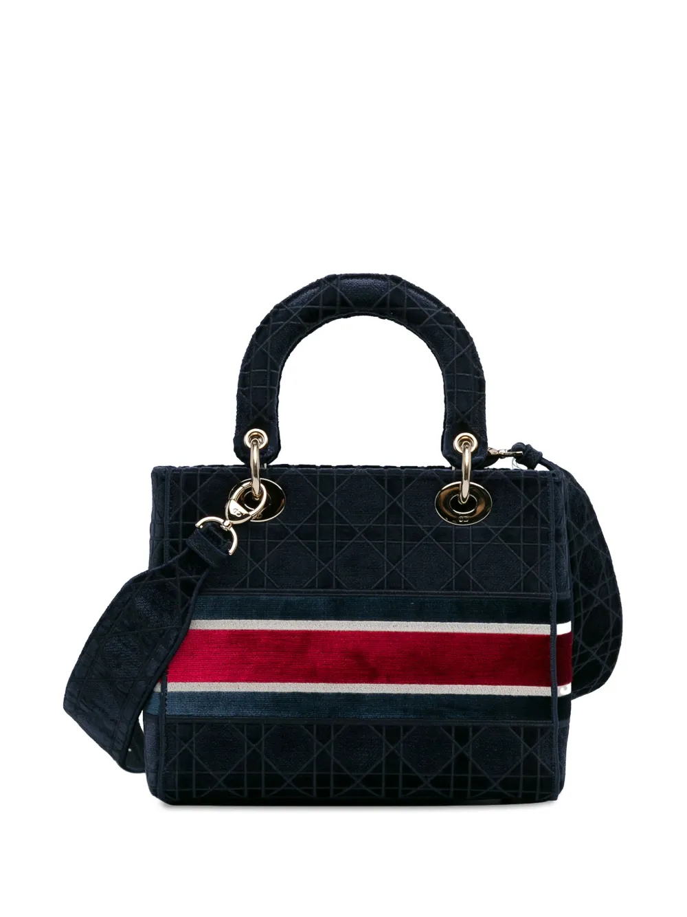 Christian Dior Pre-Owned 2021 medium fluwelen Cannage Lady D-Lite boekentas - Blauw