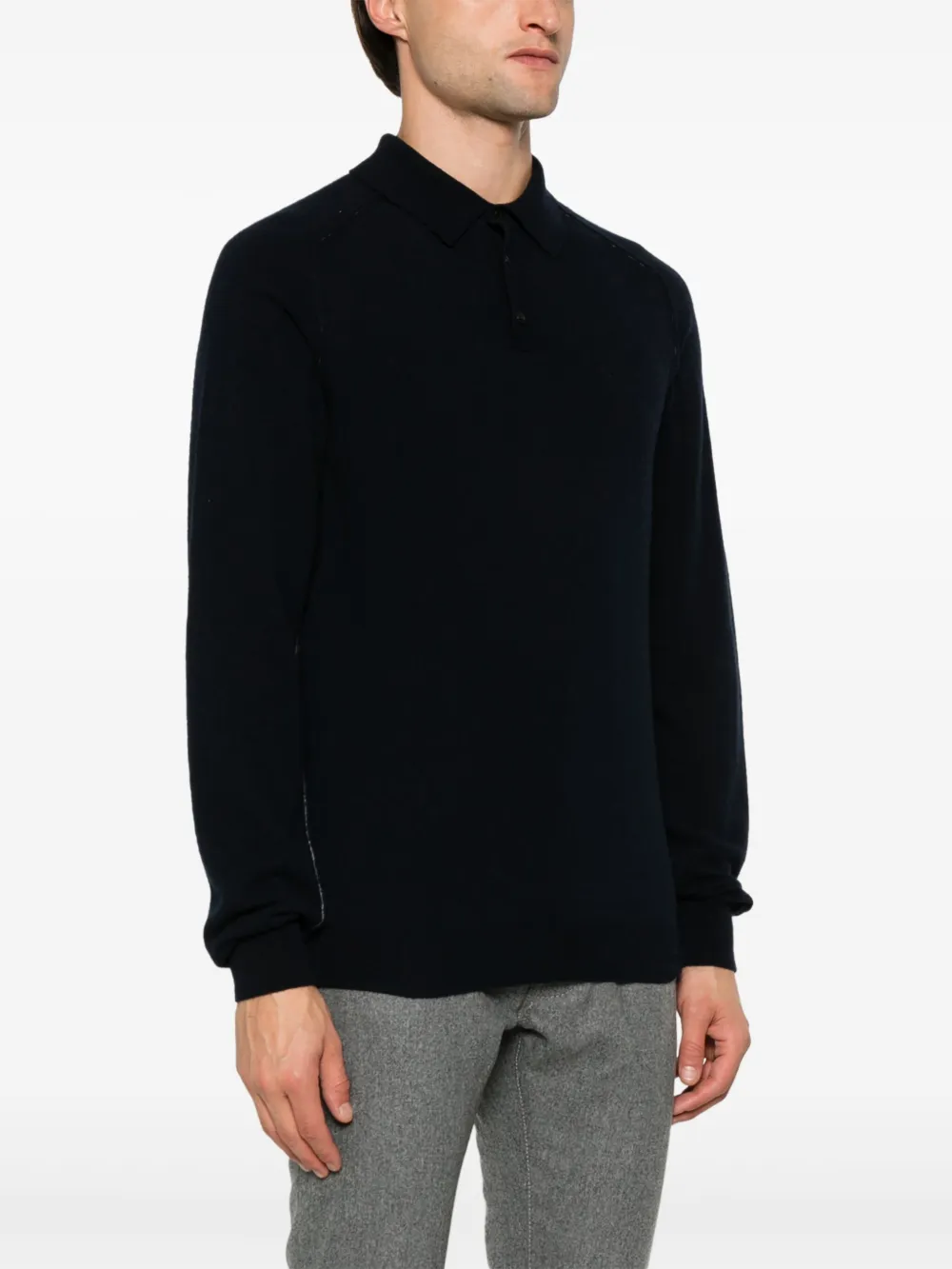 Roberto Collina Gebreid poloshirt Blauw