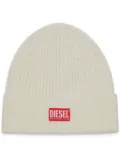 Diesel logo-patch beanie - White