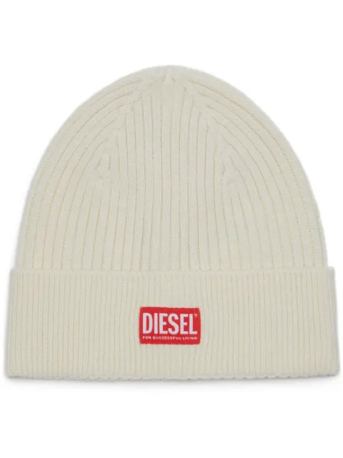 Diesel logo-patch beanie Women