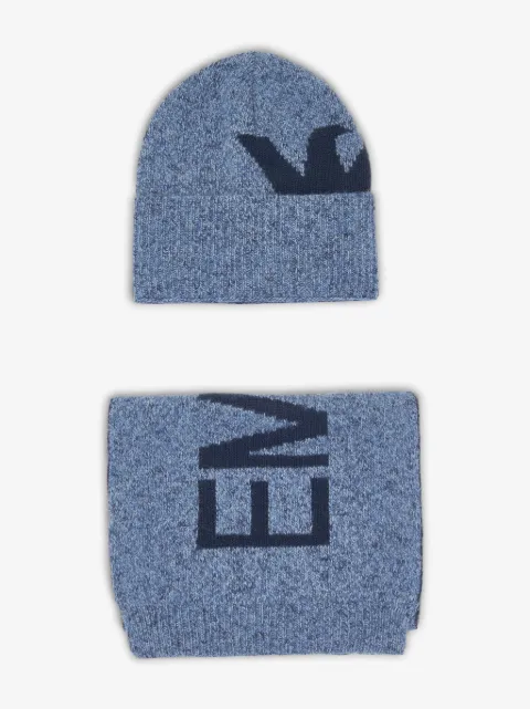 Emporio Armani Kids set de dos gorros con logo en intarsia