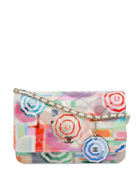 Affordable HOT SALE CHANEL 2019 Patent Umbrella Rainbow Wallet On Chain crossbody bag Women