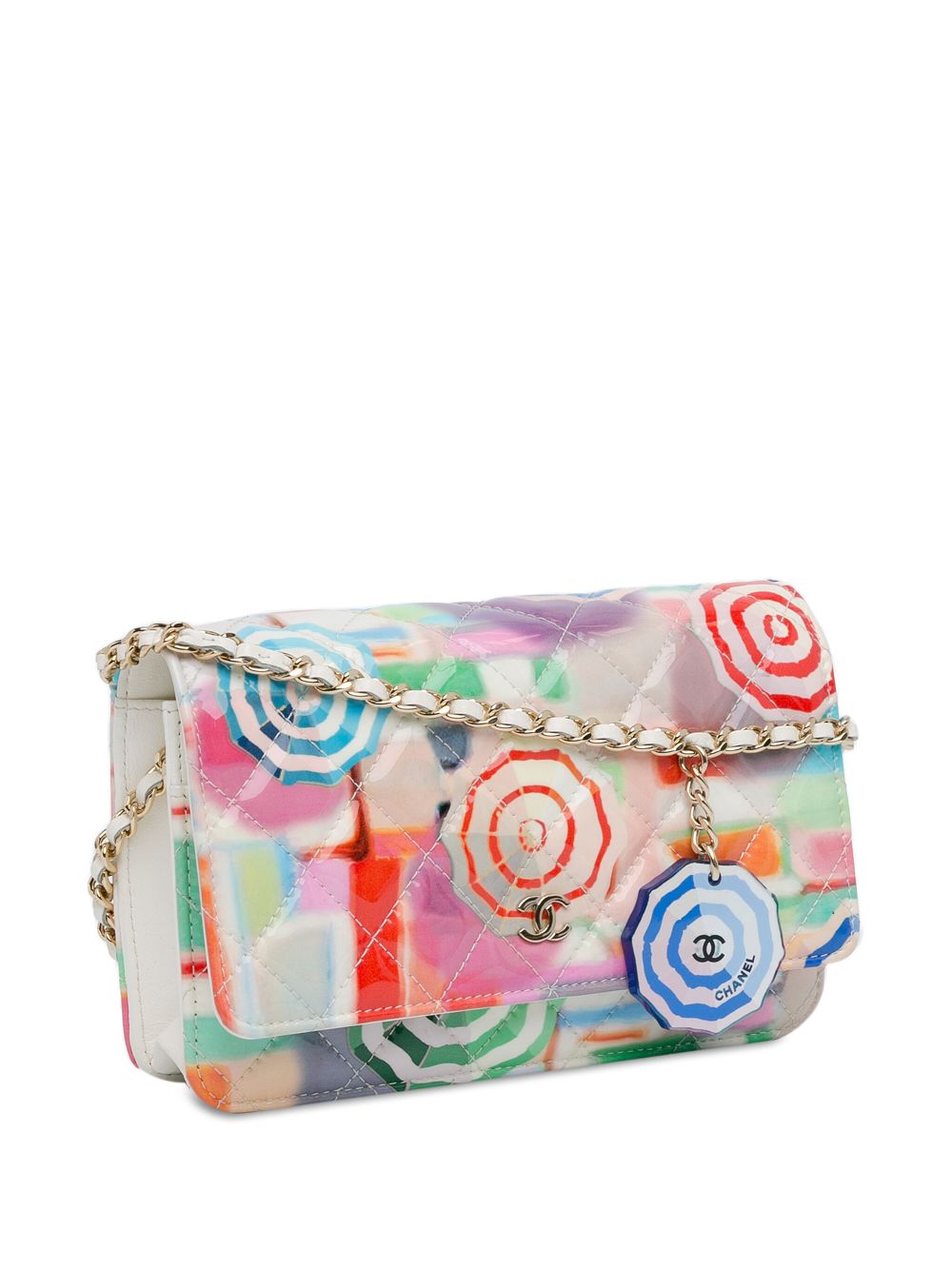 CHANEL 2019 Patent Umbrella Rainbow Wallet On Chain crossbody bag Women