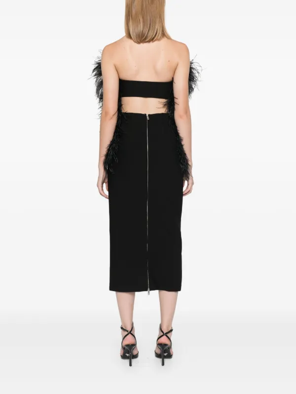 ワンピース SPORTMAX FEATHERED MIDI DRESS Sportmax feather-trim Midi Dress | Black | FARFETCH