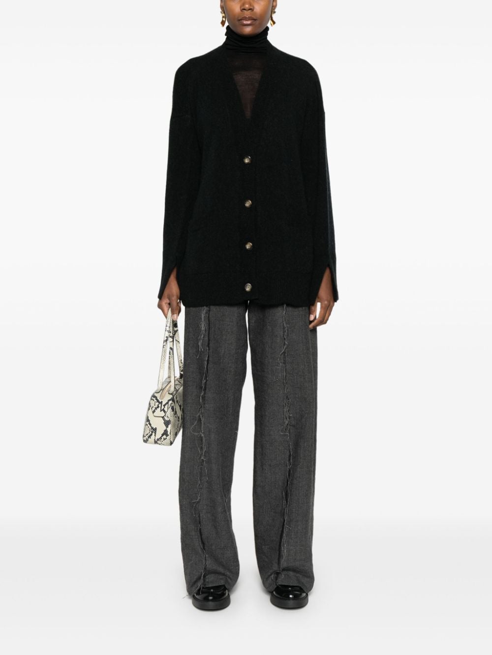 Roberto Collina V-neck cardigan - Zwart