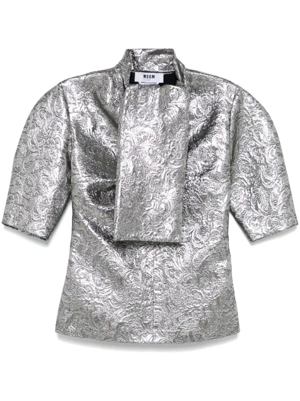 MSGM metallic-effect Blouse Grey FARFETCH PH