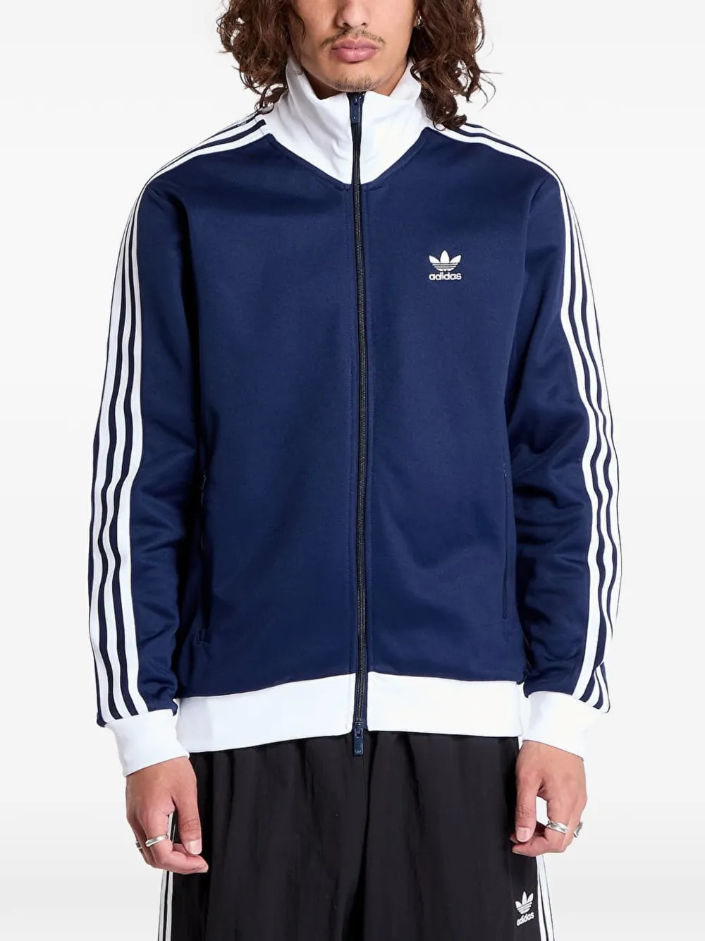 adidas Trui met streepdetail en rits Blauw