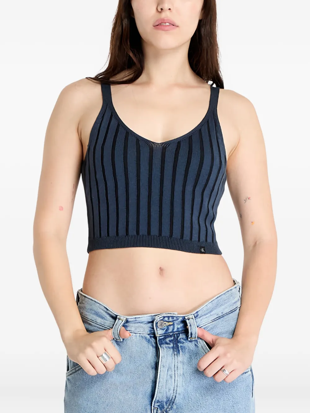 Calvin Klein Jeans Est.1978 Striped V-neck Tank Top In Blue