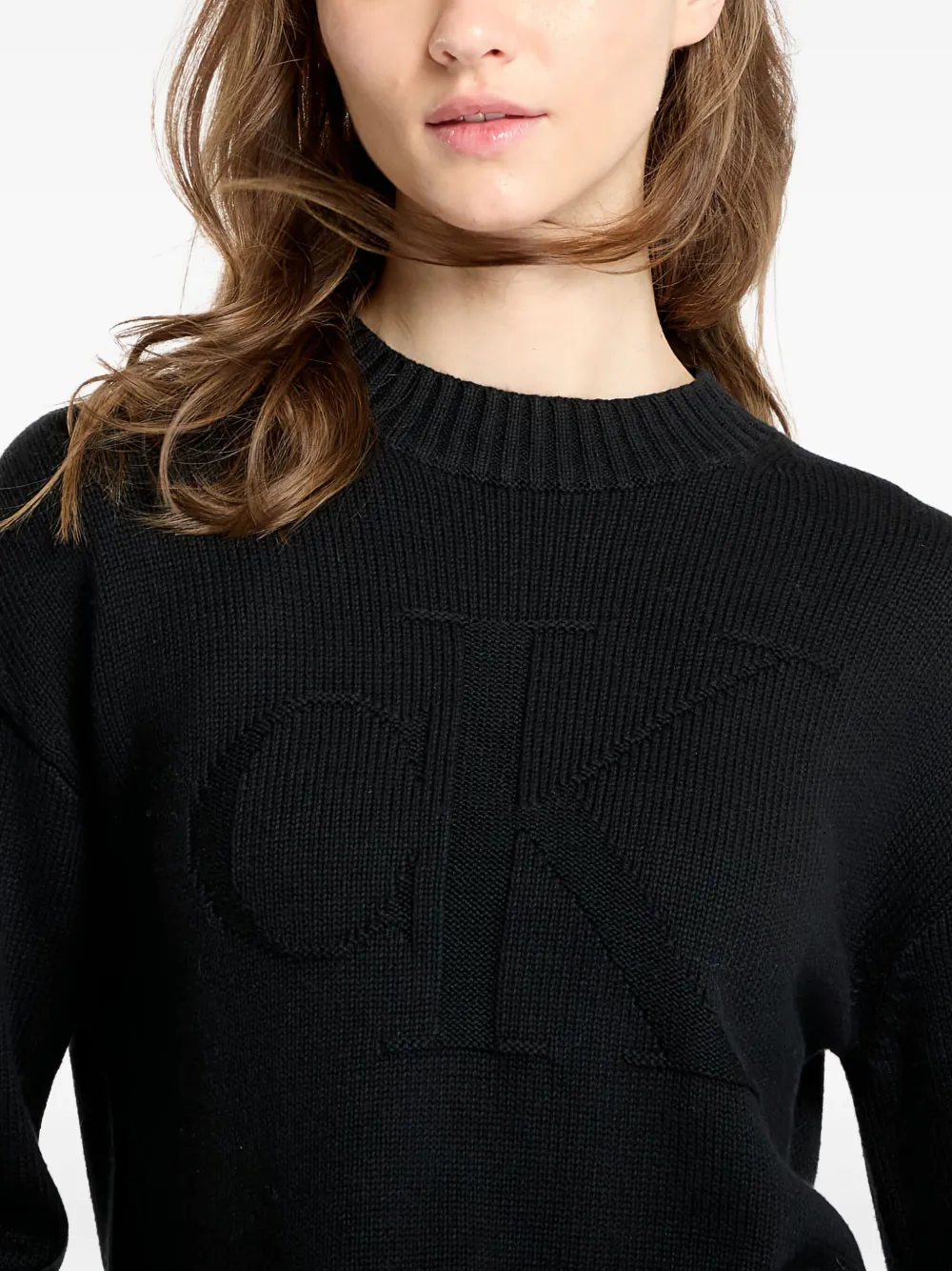 Calvin Klein Trui met intarsia logo Zwart