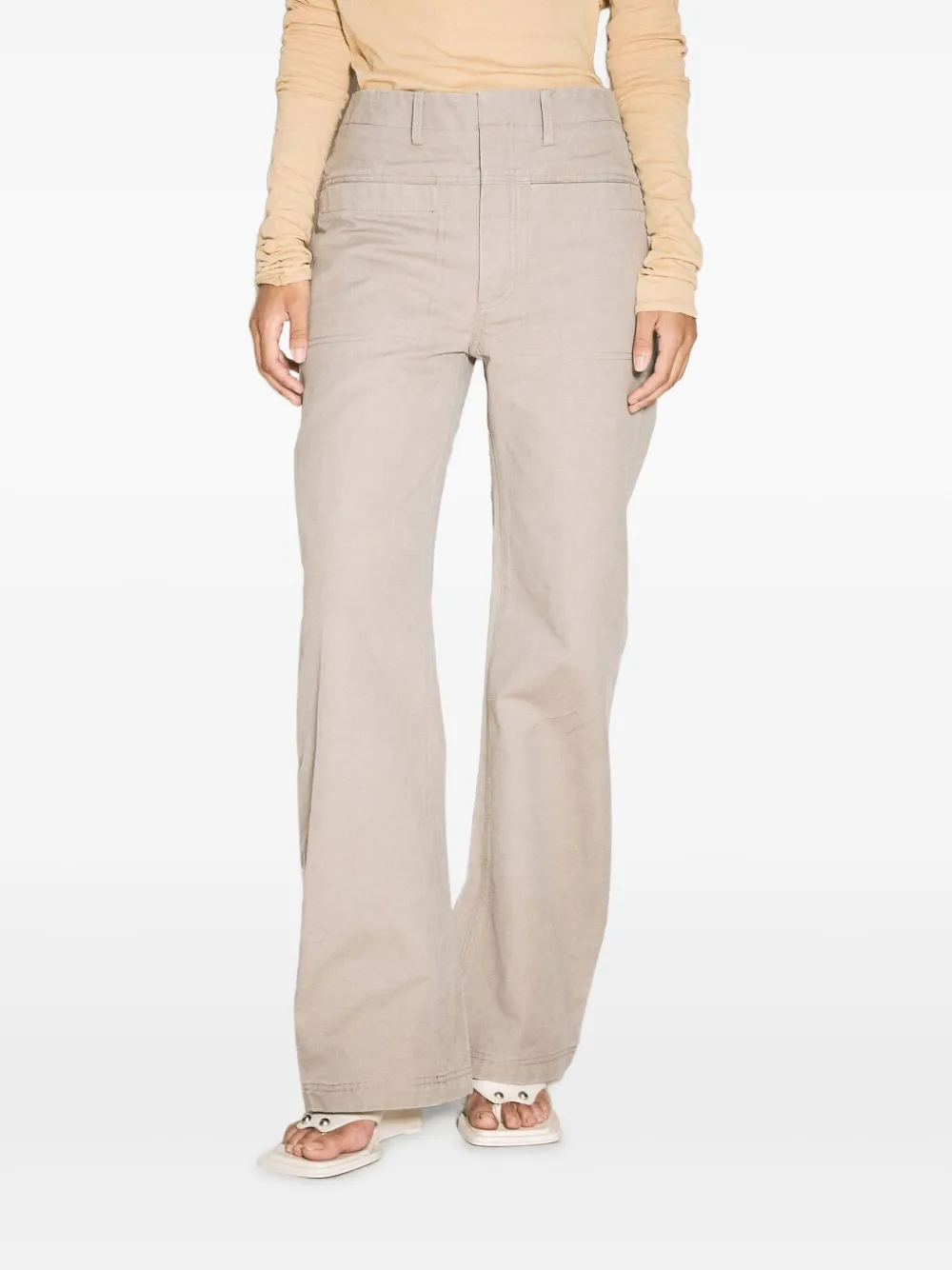 Entire Studios Cotton Flared Trousers In Neutral