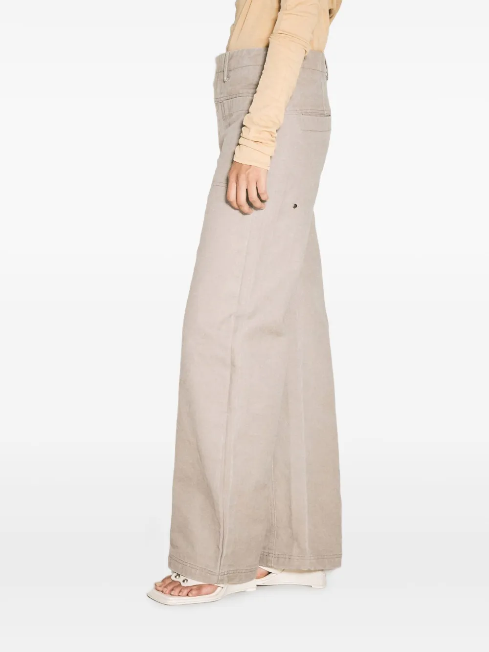 Entire Studios Cotton Flared Trousers In Neutral