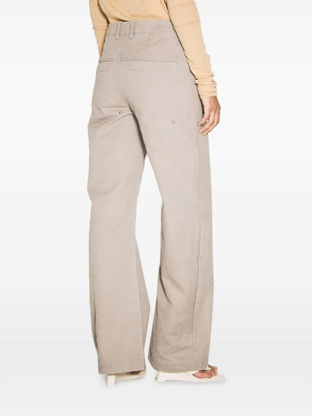 Entire Studios Cotton Flared Trousers In Neutral