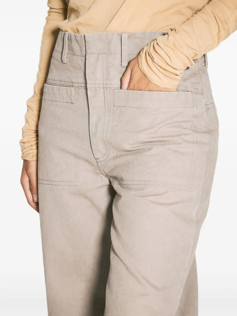 Entire Studios Cotton Flared Trousers In Neutral