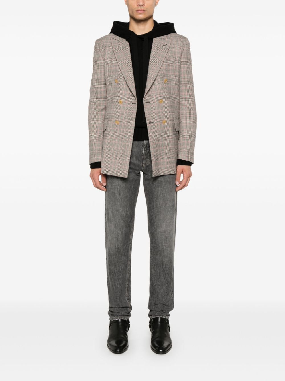 Shop Reveres 1949 Prince Of Wales Check Blazer In Neutrals