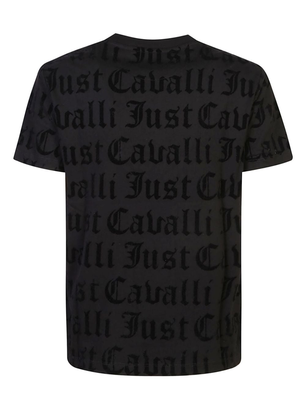 Just Cavalli flocked-logo T-shirt - Zwart