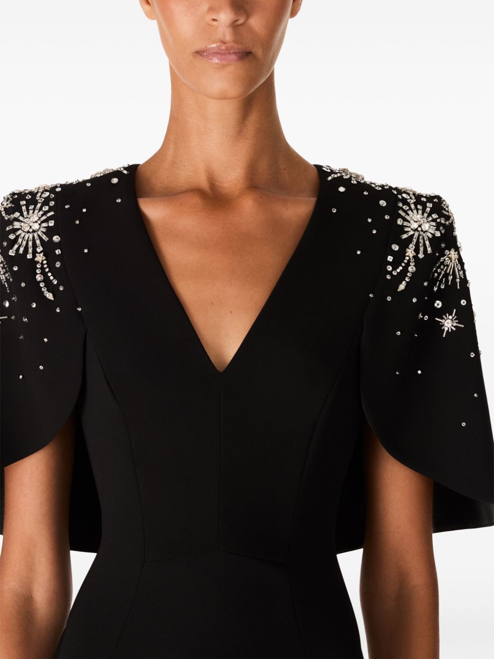 Shop Jenny Packham Zeya Sequin-embellished Midi Dress In Black