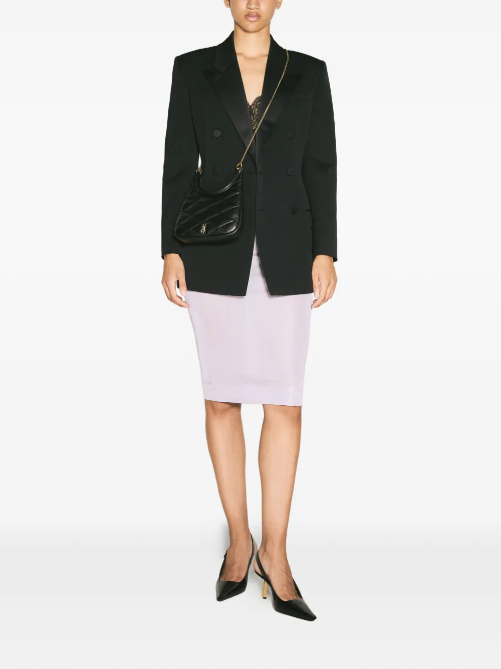 Saint Laurent semi-sheer midi skirt - Paars