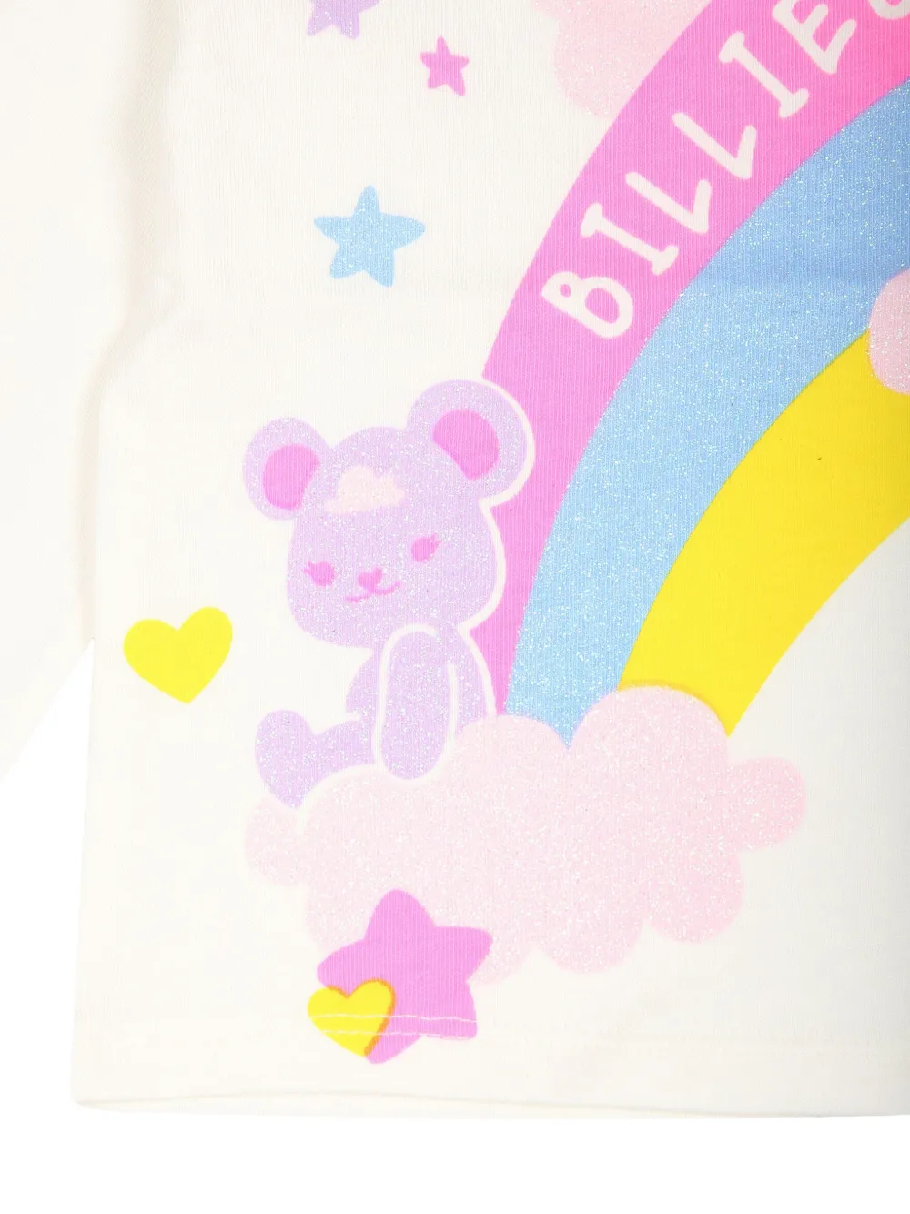 Billieblush Katoenen T-shirt met regenboogprint Wit